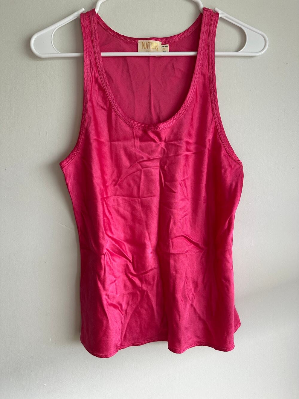 Nation LTD Los Angeles Hot Pink Silk Blend Tank Top Made in USA Small